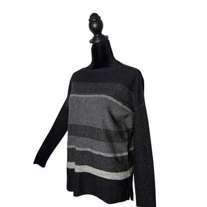 Vince Womens Wool Cashmere Pullover Sweater Size XXS Gray‎ Black Striped Luxury